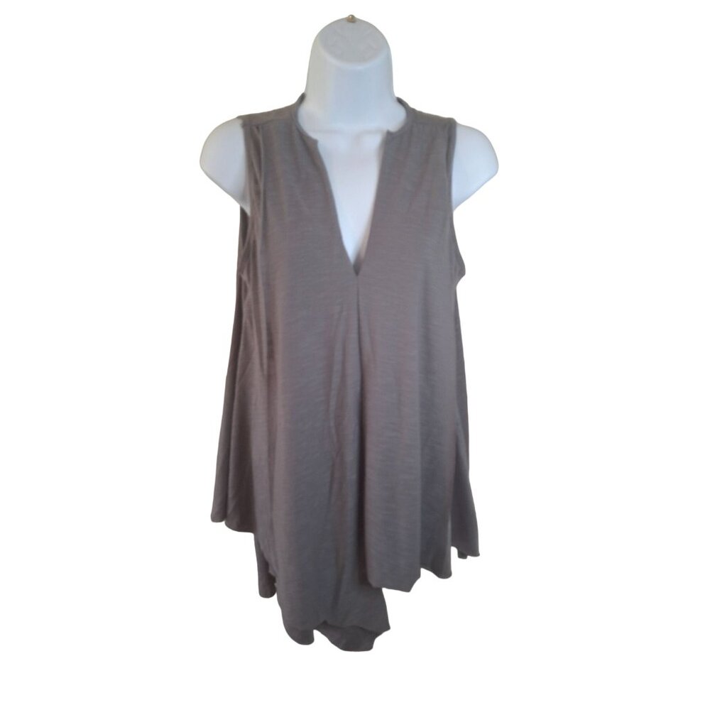 Umgee Womens Tunic Top Small Gray Sleeveless USA Minimalist Lagenlook Boho